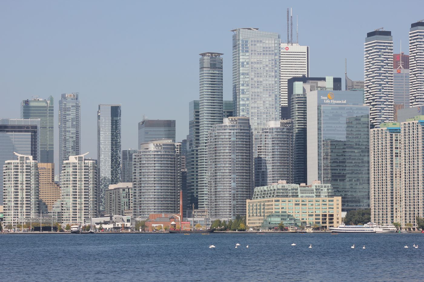 Toronto's waterfront condominium towers seen across Lake Ontario